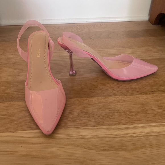 Chase + Chloe pink kitten heels with PVC clear detail - Picture 3 of 5